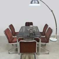 Vintage chrome tubular dining set table chairs eetkamer set 'Mad Men style'