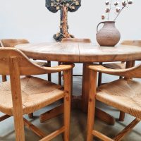 Vintage dining set table and chairs eetkamerset Rainer Daumiller style