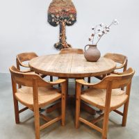 Vintage dining set table and chairs eetkamerset Rainer Daumiller style