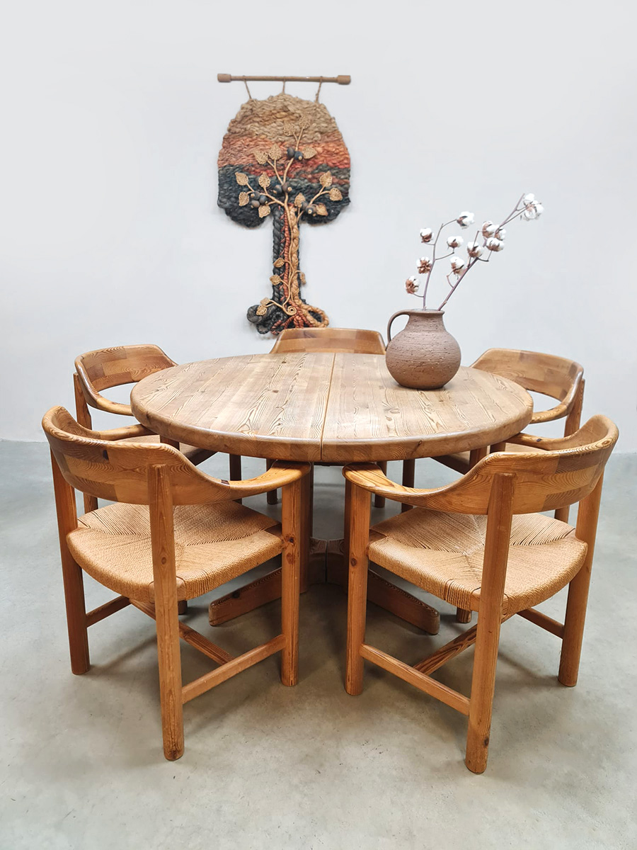 Vintage dining set table and chairs eetkamerset Rainer Daumiller style