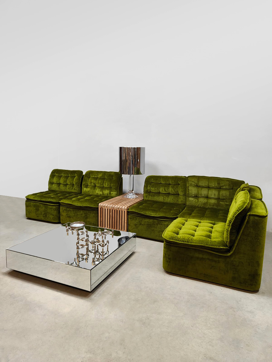 Vintage modular lounge sofa modulaire elementen bank 'Green velvet'