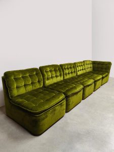 Vintage modular sofa elementen bank modulaire bank 'Green velvet'