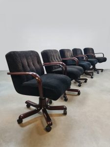Vintage interior design swivel office desk chair bureaustoel 'Chocolat brown'