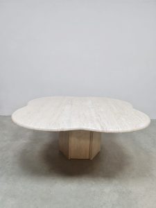 Vintage travertine flower floral coffee table 1970s