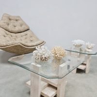 Vintage travertine coffee table salontafel Willy Ballez 1970