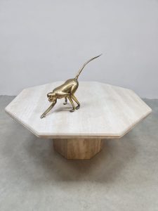 Midcentury interior design travertine 'Octagon' coffee table 1970s