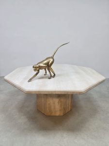 Vintage travertine 'Octagon' coffee table travertin salontafel 1970s