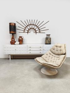 Vintage wooden credenza sideboard Musterring 'Cubism'