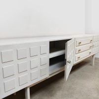 Vintage wooden credenza sideboard off white dressoir 'Cubism'