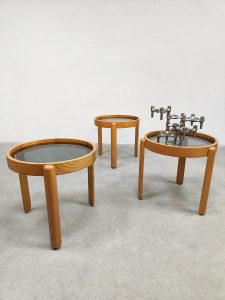 Italian design Trittico vintage stackable side tables ronde bijzettafels Porada Arredi Cabiate