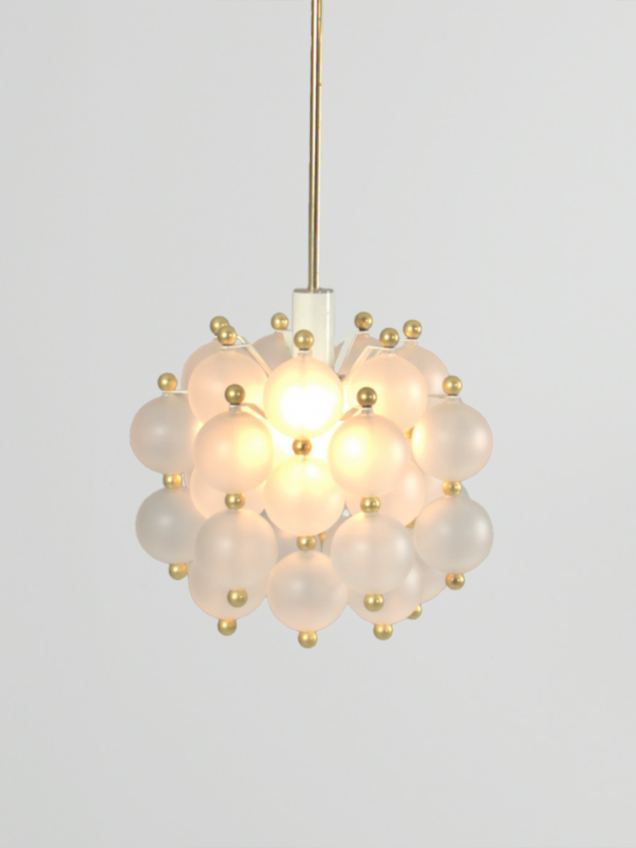 Midcentury design pendant lamp vintage hanglamp Kinkeldey Frosted glass Belvedere Kristall