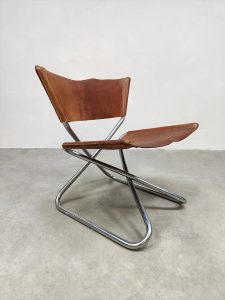 Scandinavian vintage Z-Down leather lounge chair tuigleren fauteuil Erik Magnussen for Torben Ørskov 1960s