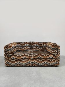 Vintage 2 seater modular sofa seating elements modulaire bank tweezitsbank 'Missoni style'