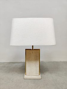 Vintage travertine table lamp travertin tafellamp Camille Breesch 1970