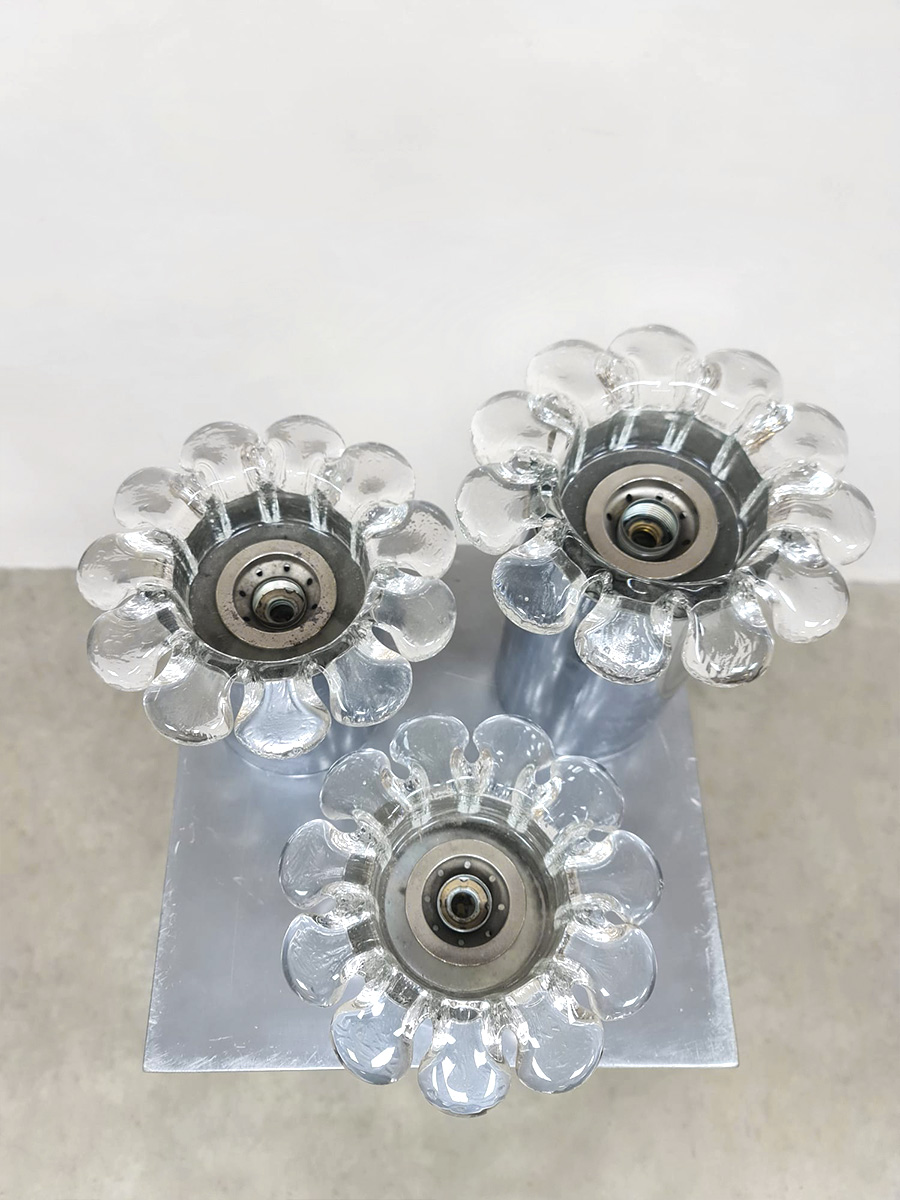 Vintage chrome and glass flower wall sconces bloemen wandlampen
