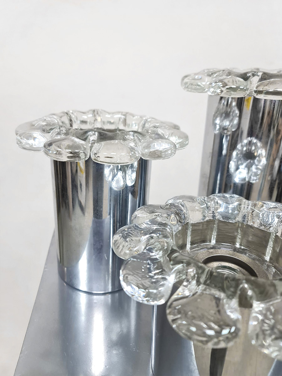 Vintage chrome and glass flower wall sconces bloemen wandlampen