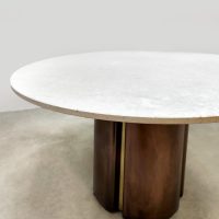 Italian design vintage marble dining table copper & brass base eetkamertafel Italiaans 1970s