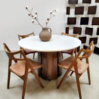 Italian design vintage marble dining table copper & brass base eetkamertafel Italiaans 1970s