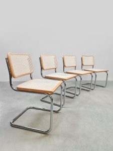 Vintage Italian design webbing dining chairs Cesca Marcel Breuer for Thonet 1980s