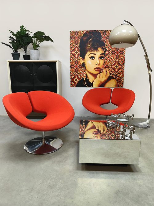 Midcentury interior design Apollo lounge swivel chairs draaifauteuils Patrick Norguet for Artifort 1990
