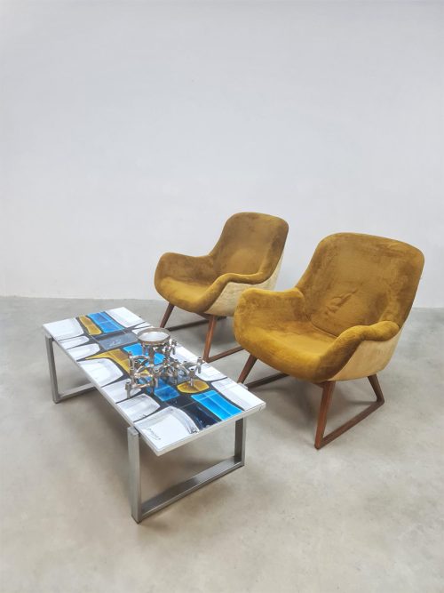 Midcentury interior design Denisco ceramic tile coffee table salontafel tegeltafel 1960