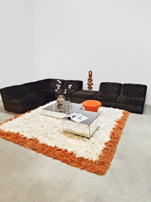 Vintage furniture design velvet quilted modular sofa modulaire elementen bank Laauser ‘Dark brown’