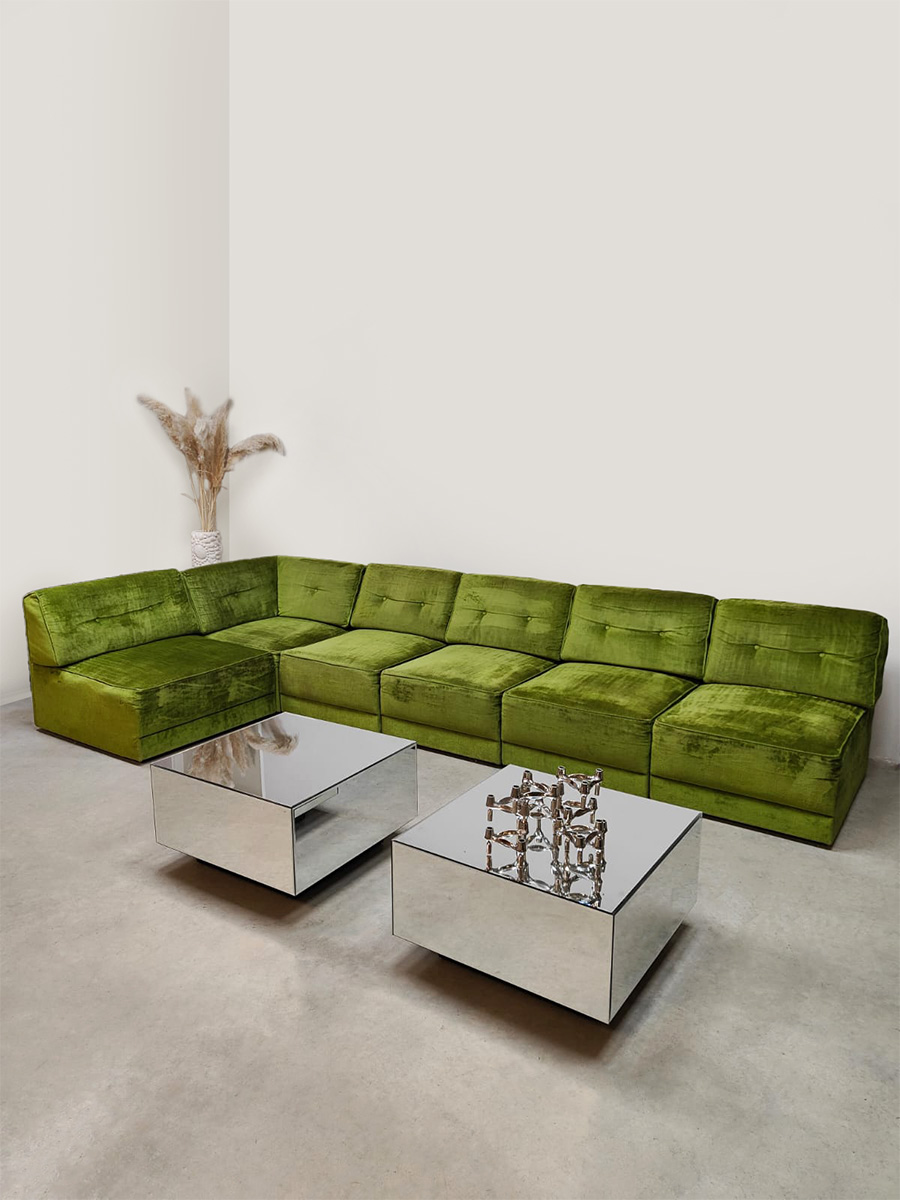 Midcentury modular sofa vintage modulaire elementen bank ‘Green velvet Spirit’