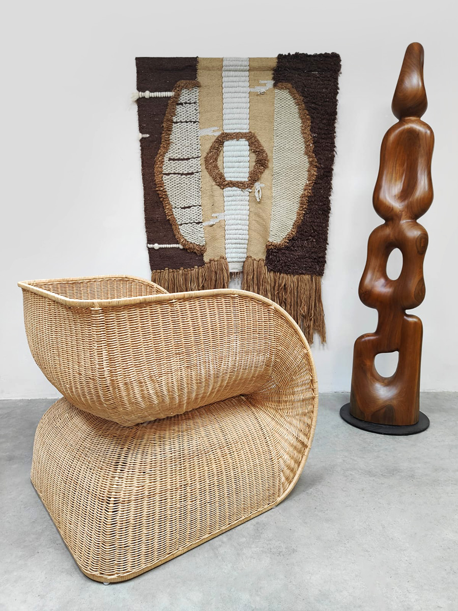 New design prototype large Fole rattan lounge chair rotan fauteuil