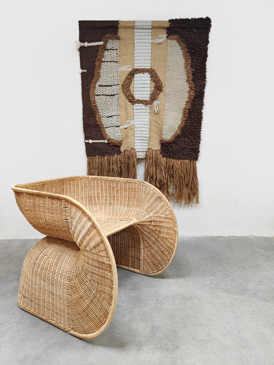 Interior styling Dutch prototype design Fole rattan lounge chair rotan fauteuil