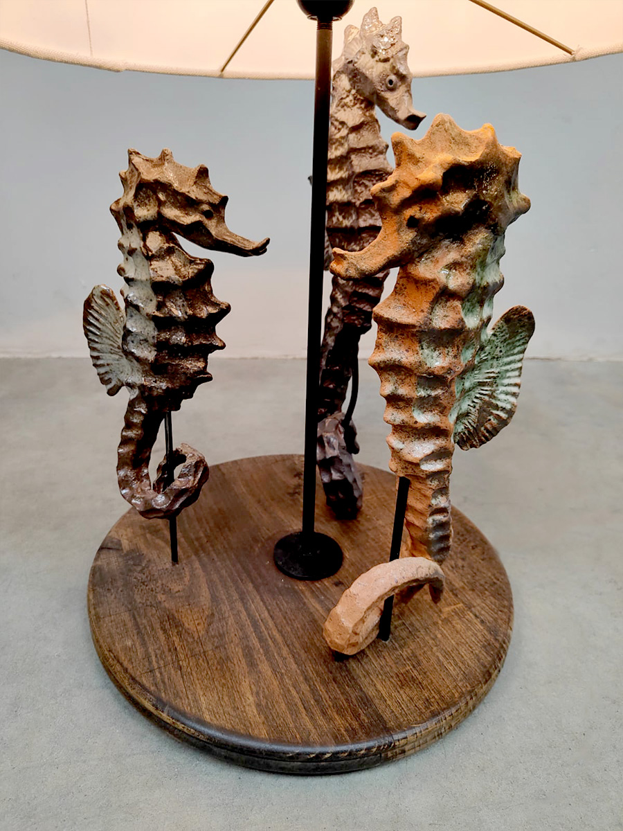 Vintage ceramic seahorse table lamp zeepaardjes tafellamp keramiek 'Sea spirit'