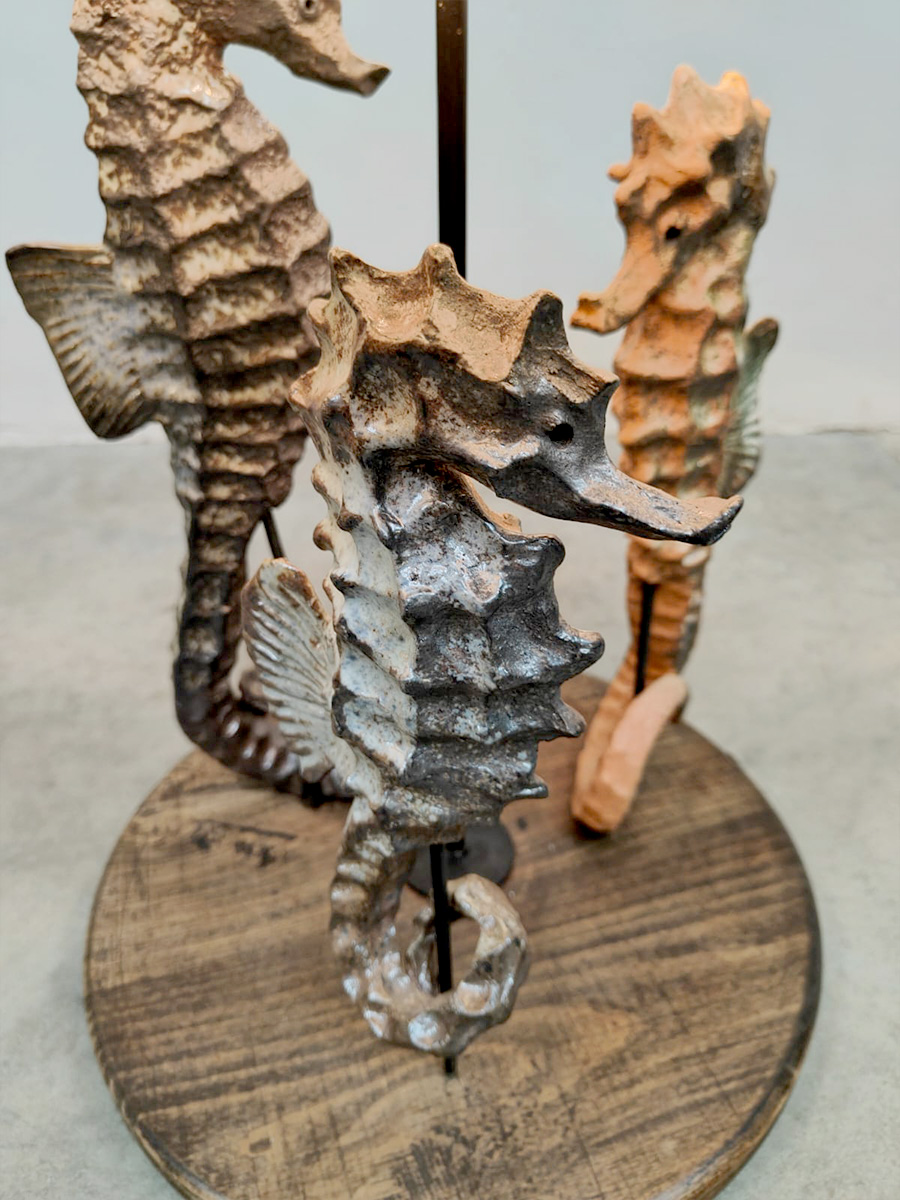 Vintage ceramic seahorse table lamp zeepaardjes tafellamp keramiek 'Sea spirit'