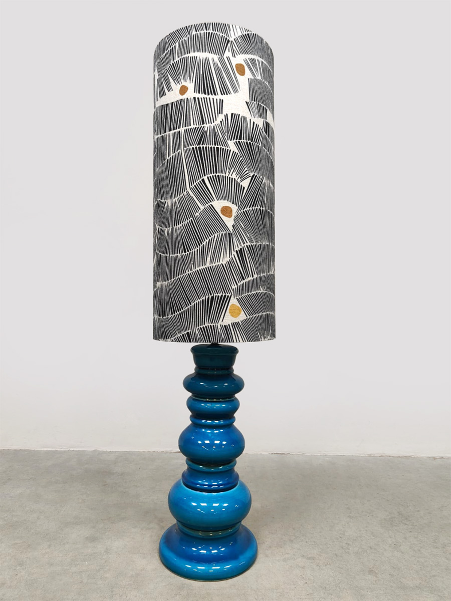 Midcentury interior Belgium design ceramic table lamp keramieken tafellamp 'Deep blue'