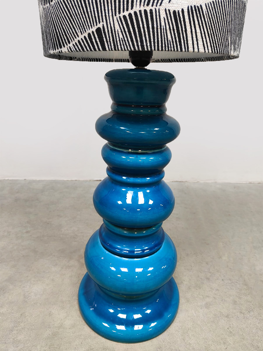 Vintage Belgium design ceramic table lamp keramieken tafellamp 'Deep blue'