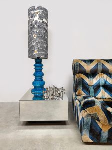 Vintage Belgium design ceramic table lamp 'Ocean blue'