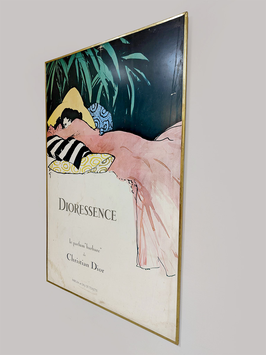 Vintage Christian Dior make-up wall art midcentury poster 'Dioressence'