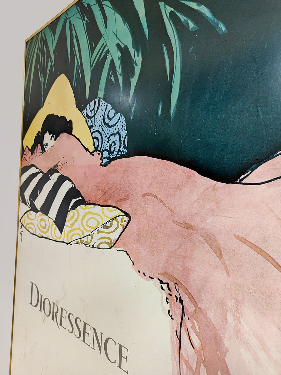 Vintage Christian Dior make-up wall art midcentury poster 'Dioressence'