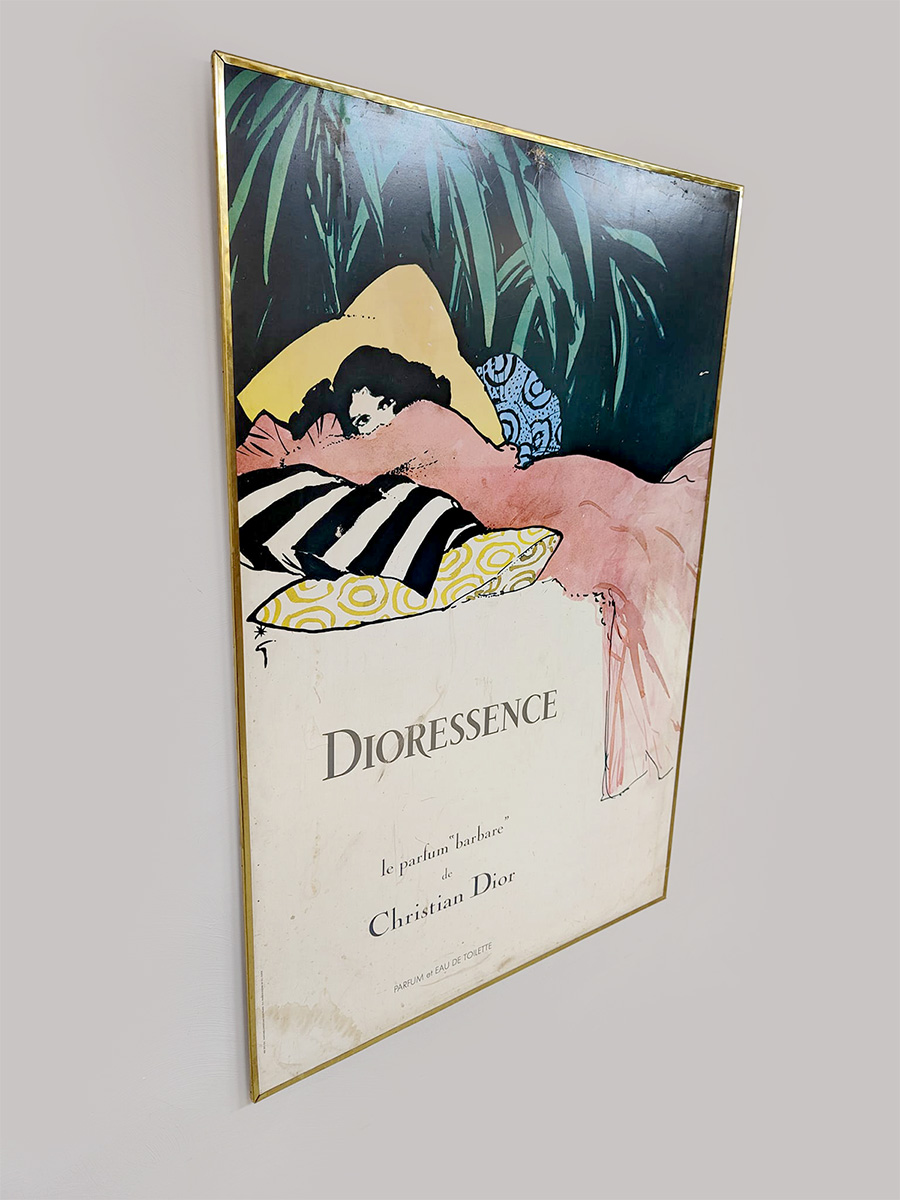 Vintage Christian Dior make-up wall art midcentury poster 'Dioressence'