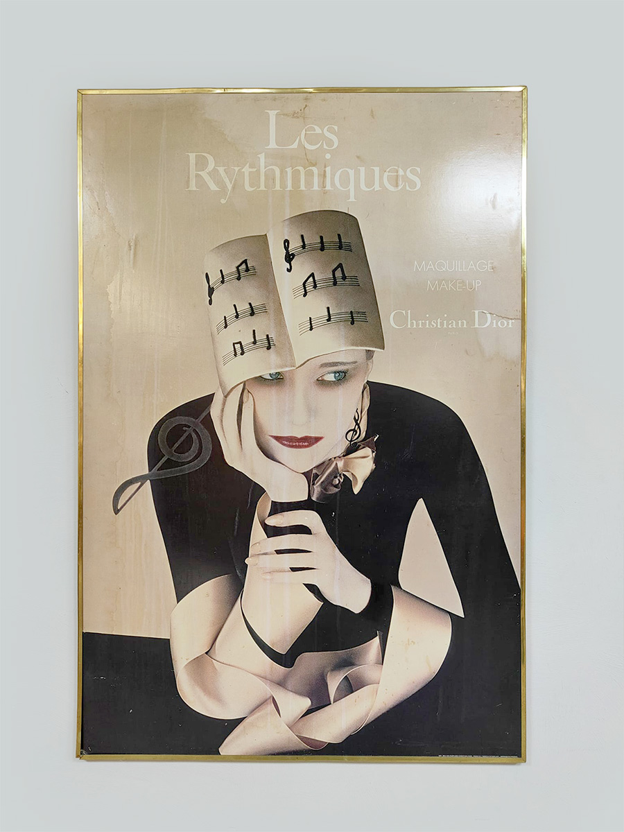 Vintage Christian Dior make-up wall art midcentury poster 1970 'Les rythmiques'