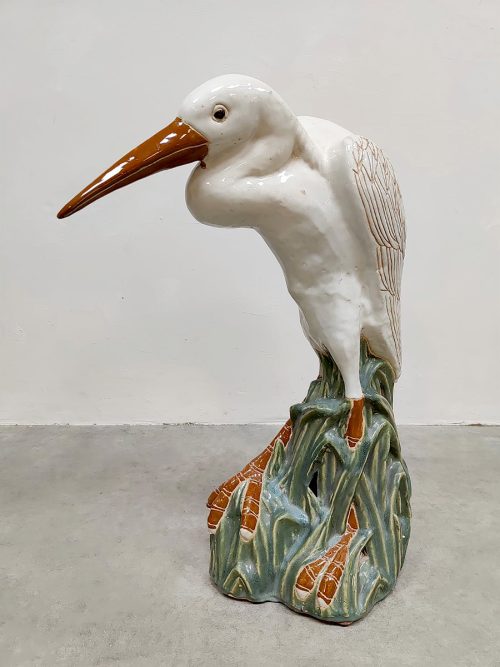 Midcentury interior design Italian ceramic crane bird keramieken reiger 1960