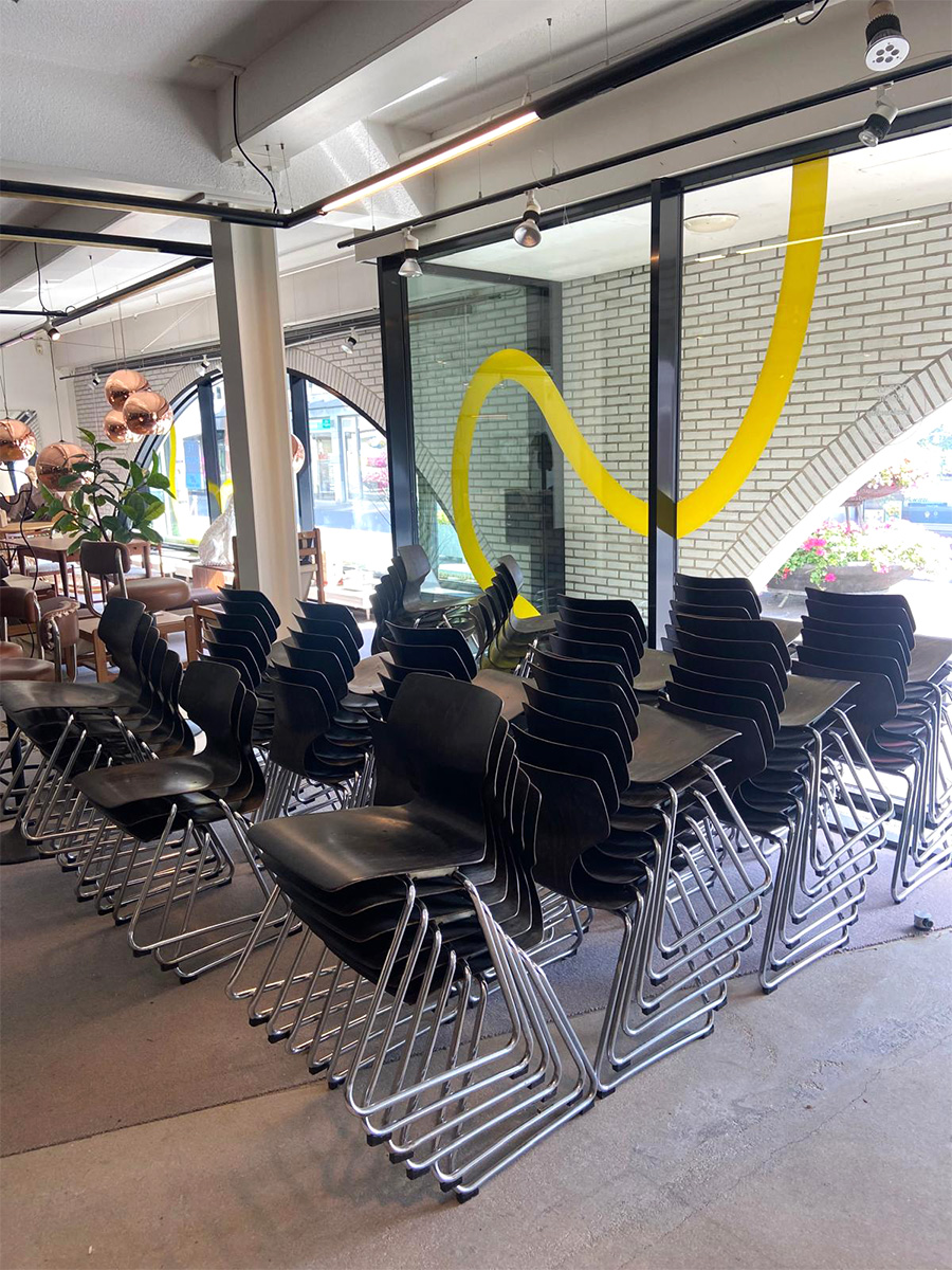 Vintage Pagwood stacking chairs stapelstoelen Flötotto 1960