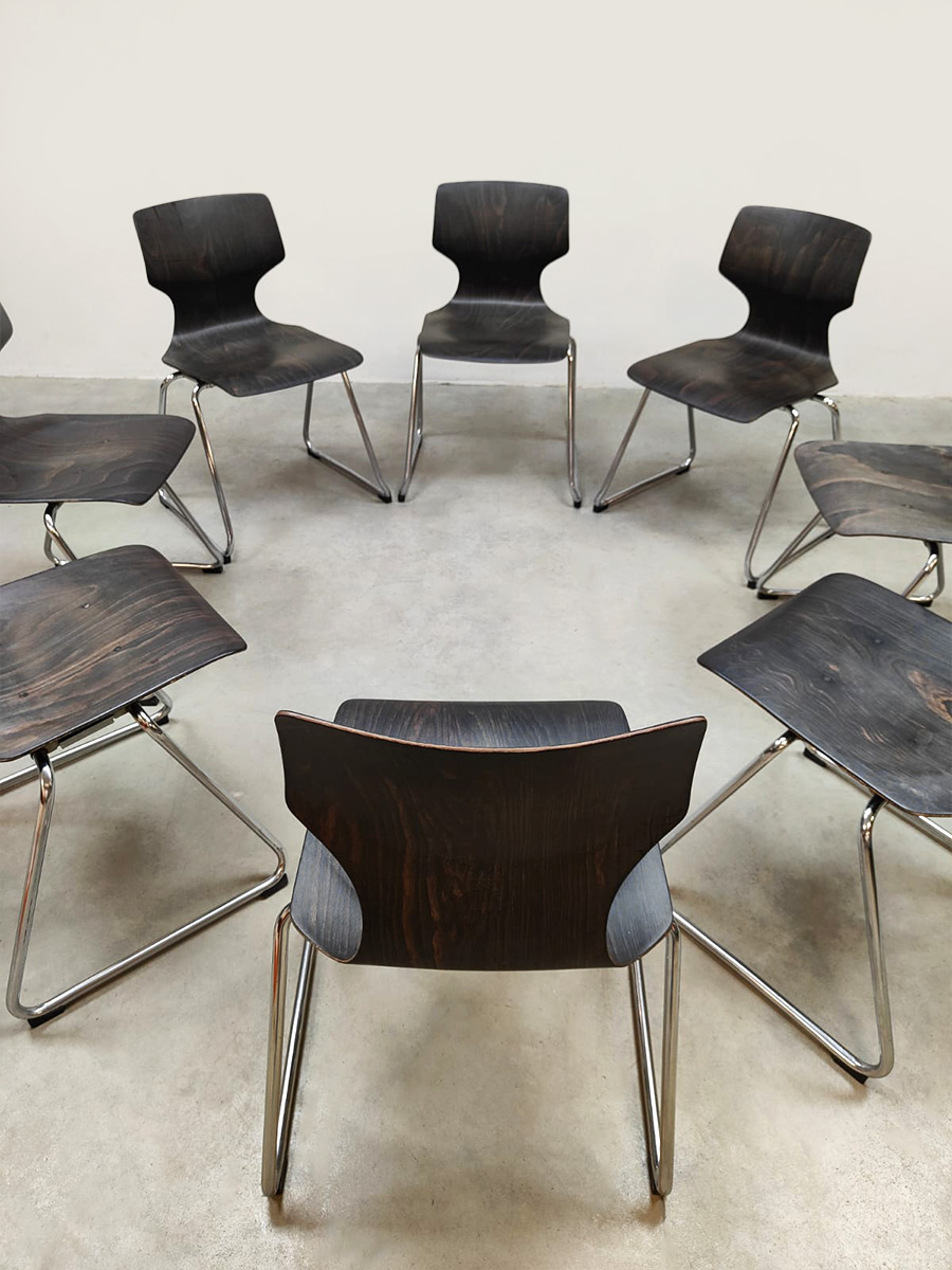 Vintage interior design stacking chairs stapelstoelen Flötotto 1960 (2)