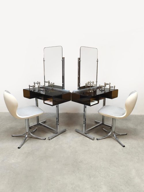 Vintage dressing tables vanity tables kaptafels JJMaes Bruxelles Space Age stijl