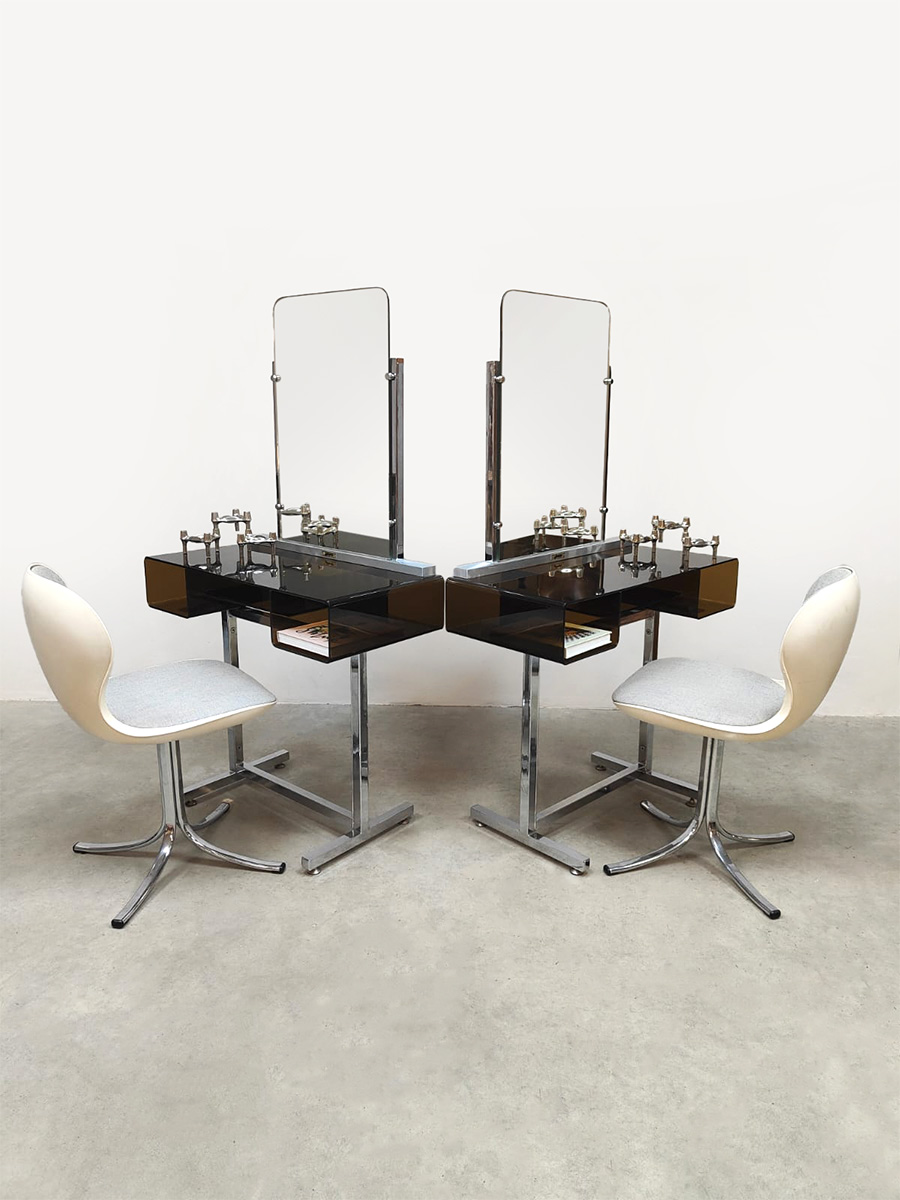 Vintage dressing tables vanity tables kaptafels JJMaes Bruxelles Space Age stijl