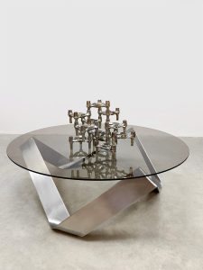 Vintage glass coffee table Knut Hesterberg Ronald Schmitt 1970