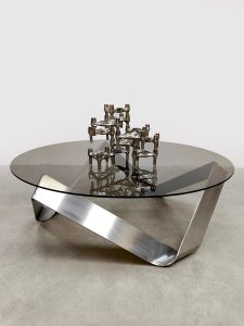 Vintage glass coffee table Knut Hesterberg Ronald Schmitt 1970