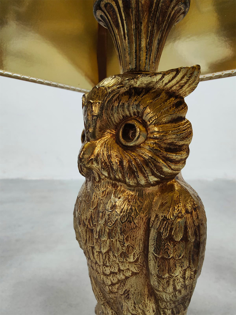 Vintage brass owl lamp uil tafellamp Loevsky & Loevsky 1970's