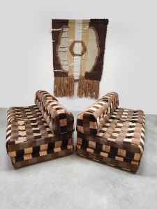 Vintage convertible modular sofa daybed 1970s 'Checkered'