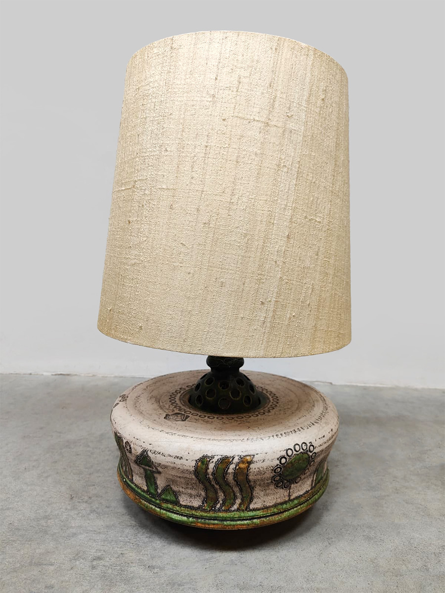 Midcentury interior design large ceramic table lamp keramieken tafellamp 'Green garden'