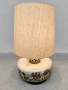 Vintage large ceramic table lamp 'Green garden'