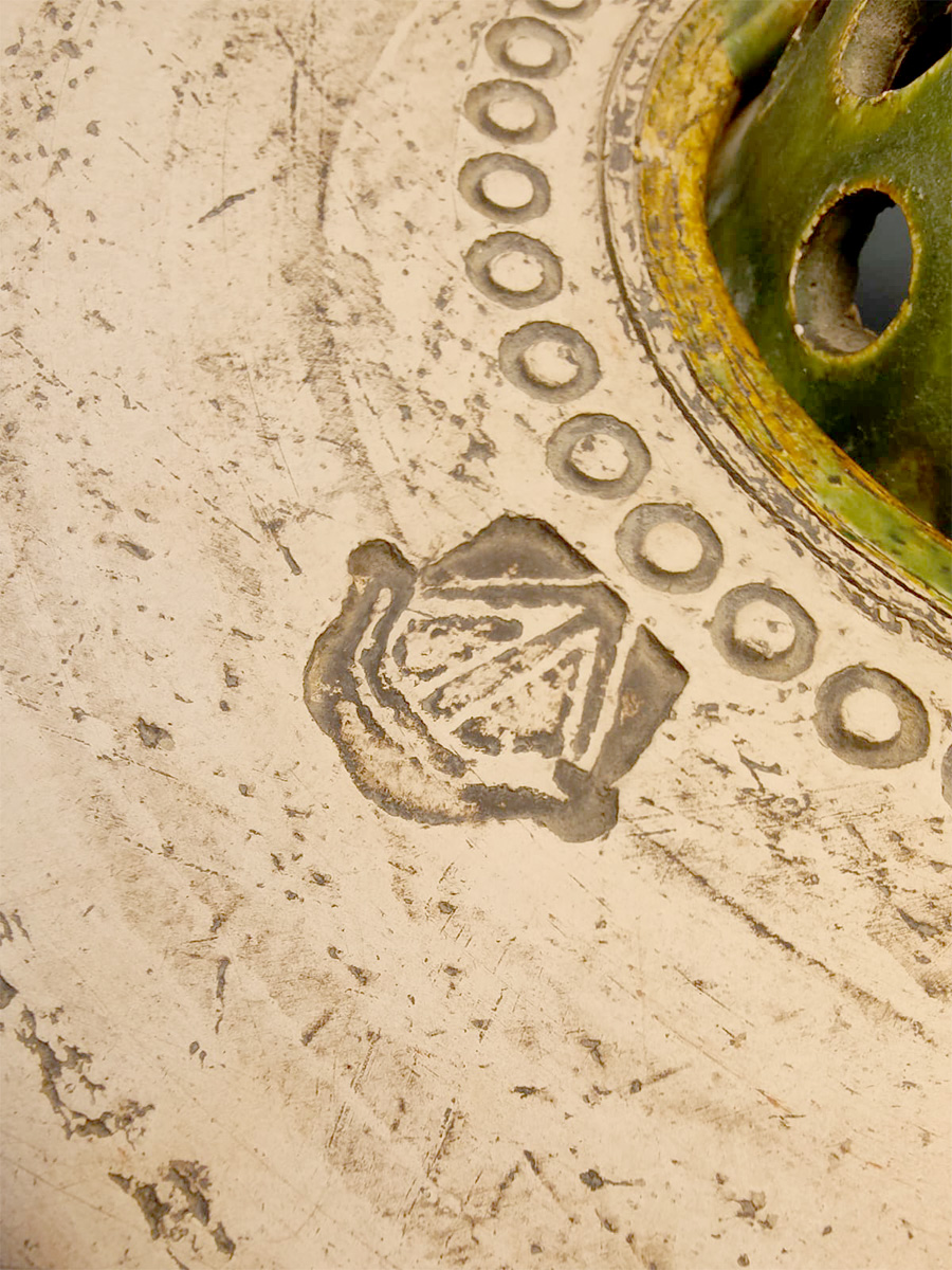 Midcentury interior design large ceramic table lamp keramieken tafellamp 'Green gardens'